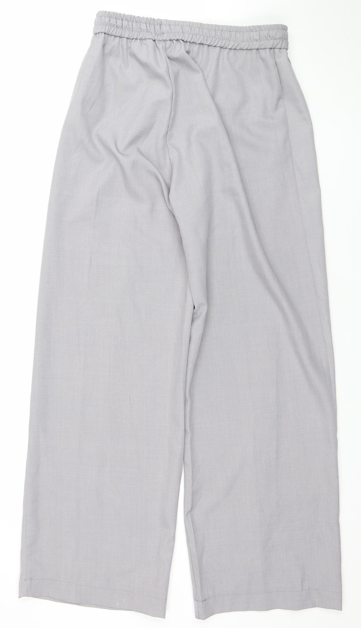 Zapara Women’s Grey Wide-Leg Elastic Waist Trousers L