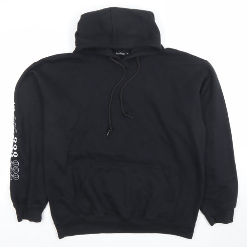Boohoo Men’s Black Angel Anarchy Pullover Hoodie Size M Graphic Print