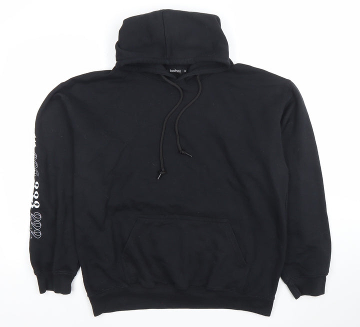 Boohoo Men’s Black Angel Anarchy Pullover Hoodie Size M Graphic Print