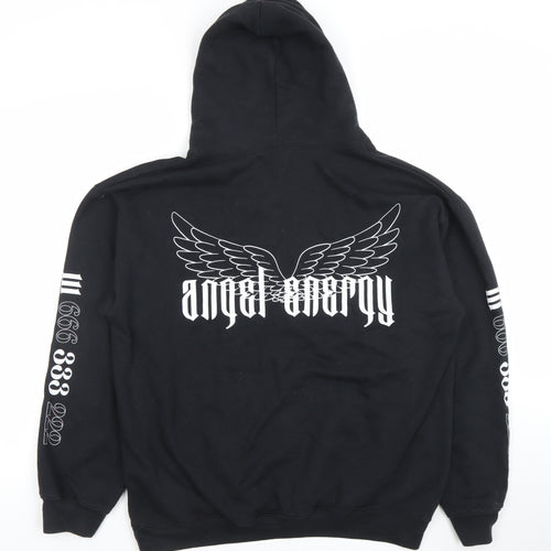 Boohoo Men’s Black Angel Anarchy Pullover Hoodie Size M Graphic Print