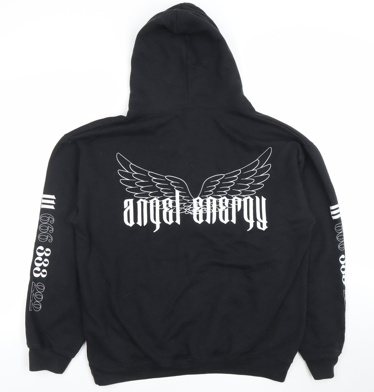 Boohoo Men’s Black Angel Anarchy Pullover Hoodie Size M Graphic Print