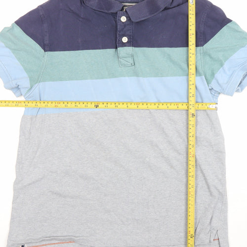 FatFace Men's Blue Multi Striped Cotton Polo Shirt XL Classic Fit