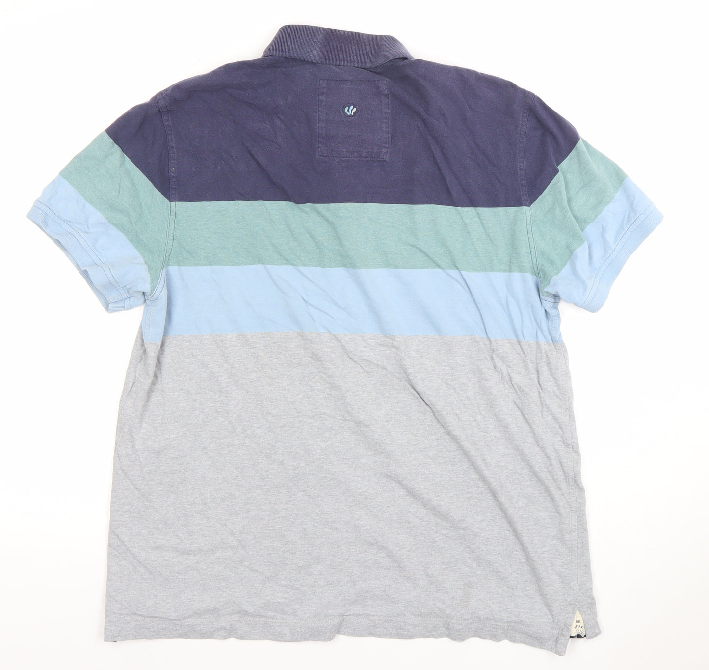 FatFace Men's Blue Multi Striped Cotton Polo Shirt XL Classic Fit