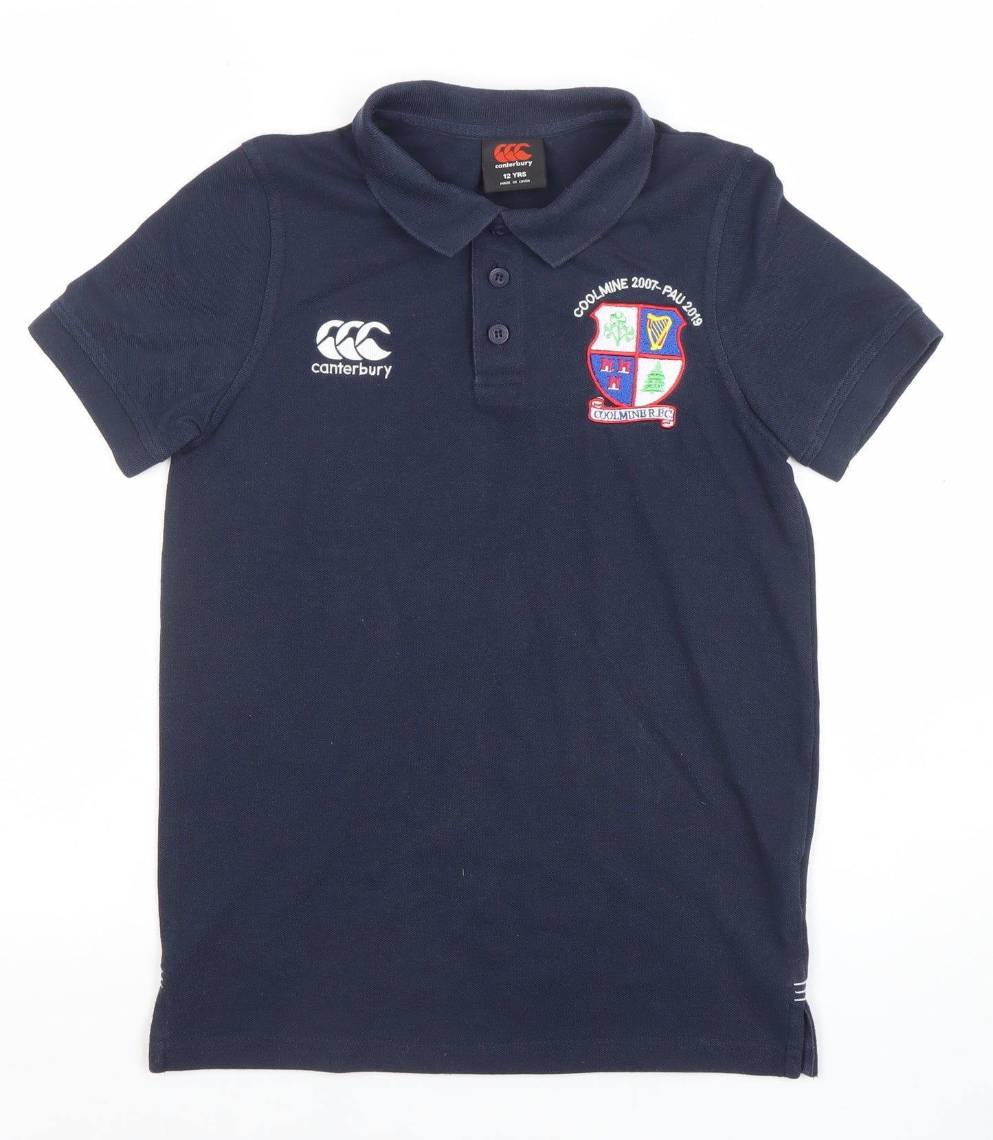Canterbury Boys Navy Polo Shirt 12 Years Rugby Club Embroidered Top