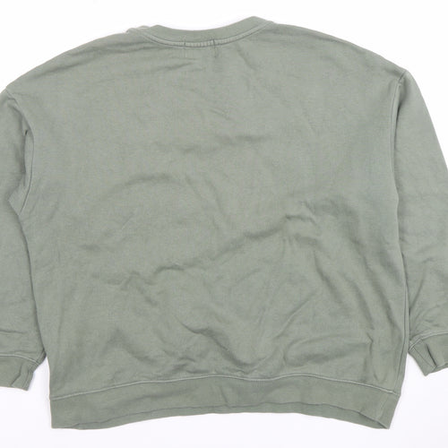 Next Women Khaki Green Beaded Leopard Print Crew Neck Sweatshirt Size L