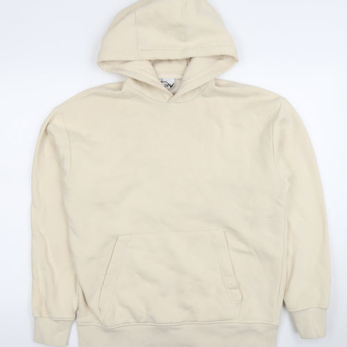 Zara Women Beige Pullover Hoodie Medium Cotton Blend Lined