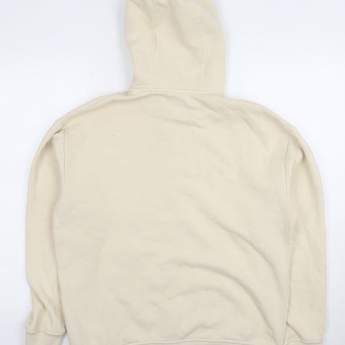 Zara Women Beige Pullover Hoodie Medium Cotton Blend Lined