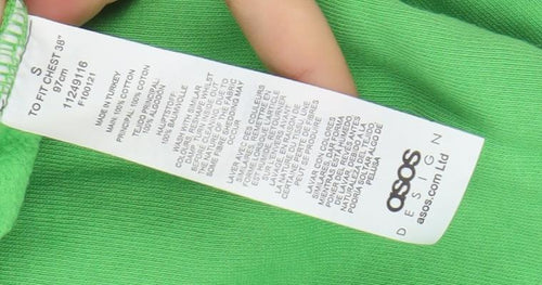 ASOS DESIGN Men's Green Pullover Hoodie Size S Regular Fit Fleece