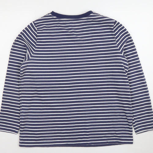 Bonmarché Women Navy White Stripe Floral Lace Long Sleeve Pullover Size 14