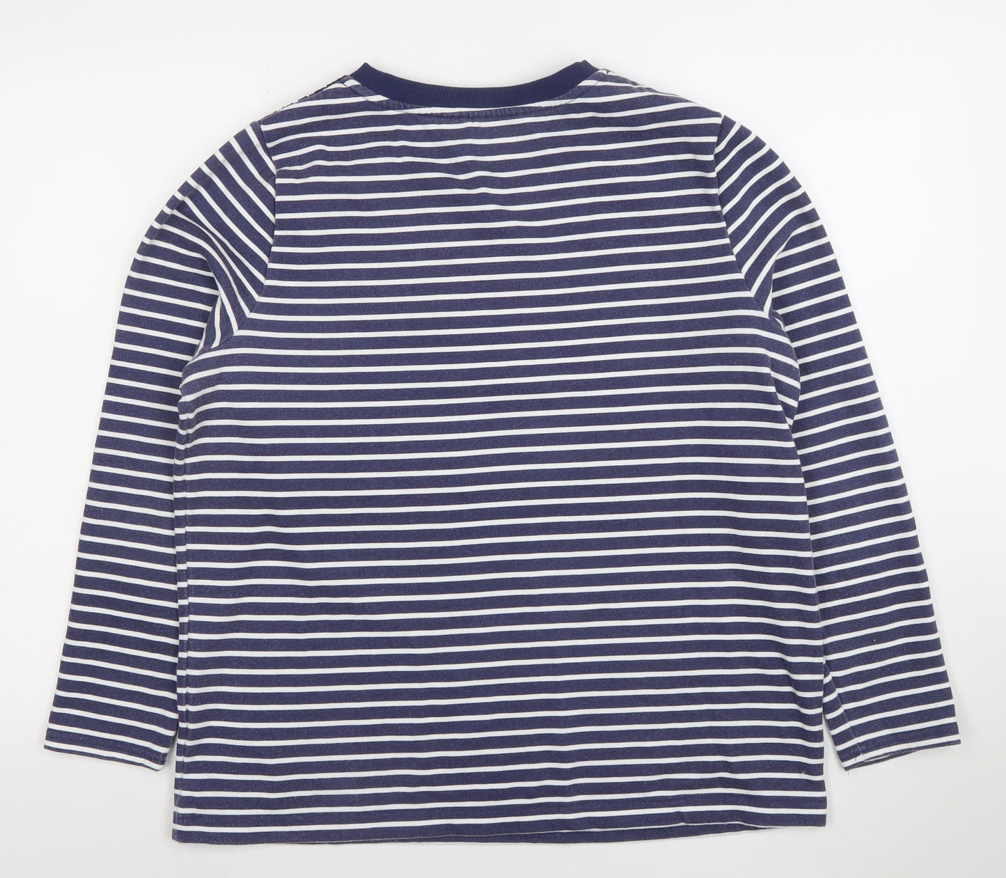 Bonmarché Women Navy White Stripe Floral Lace Long Sleeve Pullover Size 14
