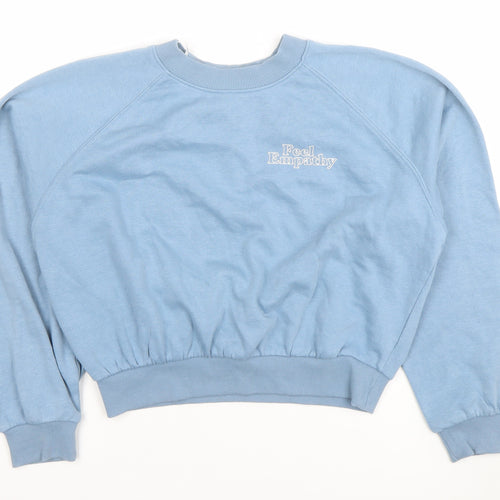 H&M Divided Women Blue XS Pullover Sweatshirt 'Feel Empathy'