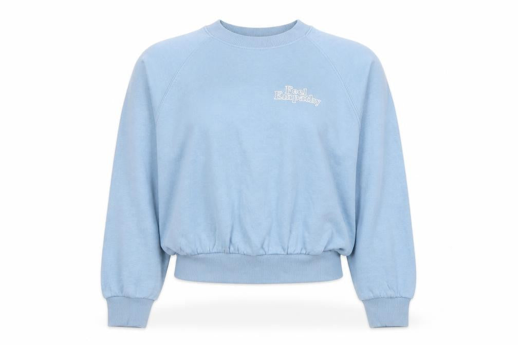 Front view of H&M Divided Women Blue XS Pullover Sweatshirt 'Feel Empathy'