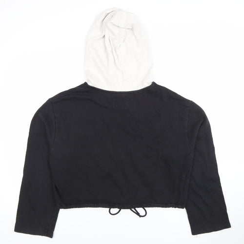 ZARA Women Black & White Cropped Hoodie London Print Size 10