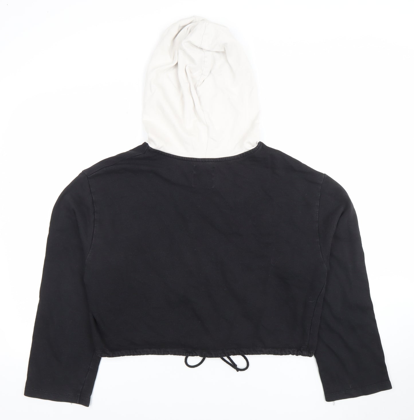 ZARA Women Black & White Cropped Hoodie London Print Size 10