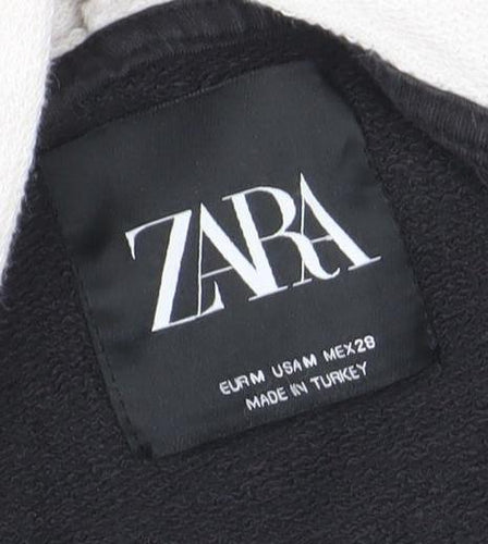 ZARA Women Black & White Cropped Hoodie London Print Size 10