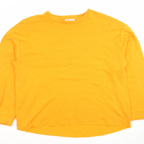 Zara Trafaluc Womens Yellow Pullover Sweatshirt Size S Long Sleeve