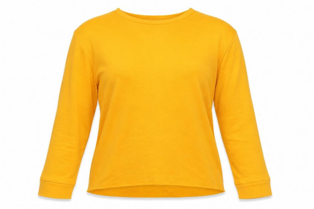 Front view of Zara Trafaluc women’s yellow pullover sweatshirt, size S, long sleeve