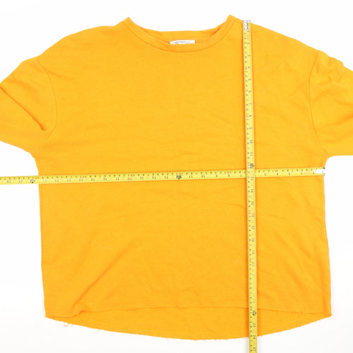 Zara Trafaluc Womens Yellow Pullover Sweatshirt Size S Long Sleeve