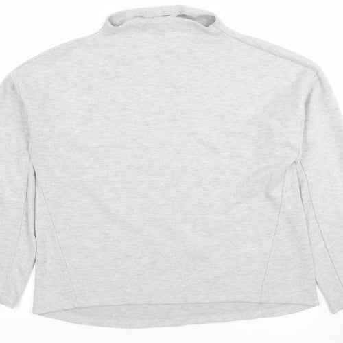 River Island Women Grey Cotton Blend Mock Neck Pullover Sweatshirt UK S