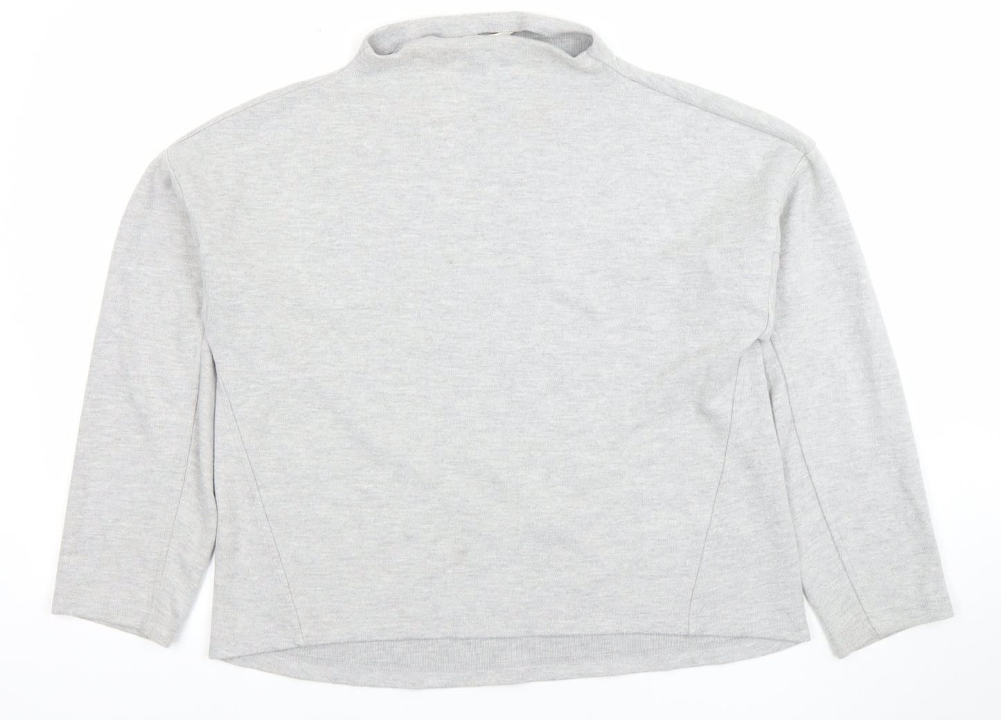 River Island Women Grey Cotton Blend Mock Neck Pullover Sweatshirt UK S