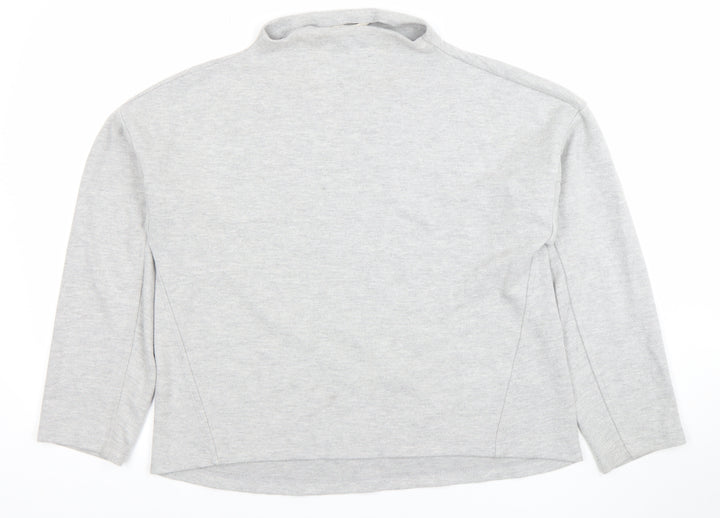 River Island Women Grey Cotton Blend Mock Neck Pullover Sweatshirt UK S