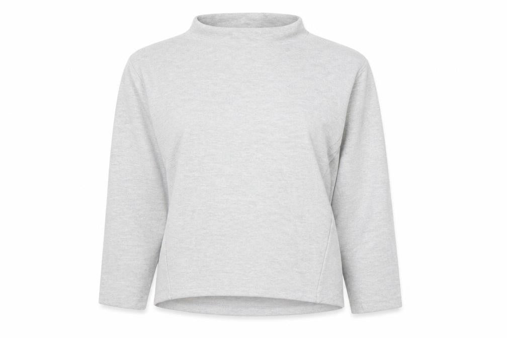 Front view of River Island Women Grey Cotton Blend Mock Neck Pullover Sweatshirt UK S