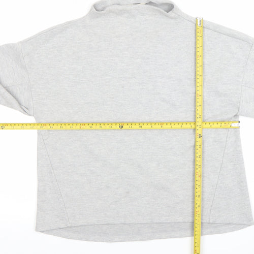 River Island Women Grey Cotton Blend Mock Neck Pullover Sweatshirt UK S