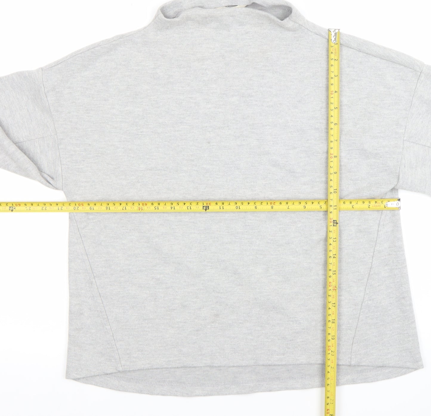 River Island Women Grey Cotton Blend Mock Neck Pullover Sweatshirt UK S