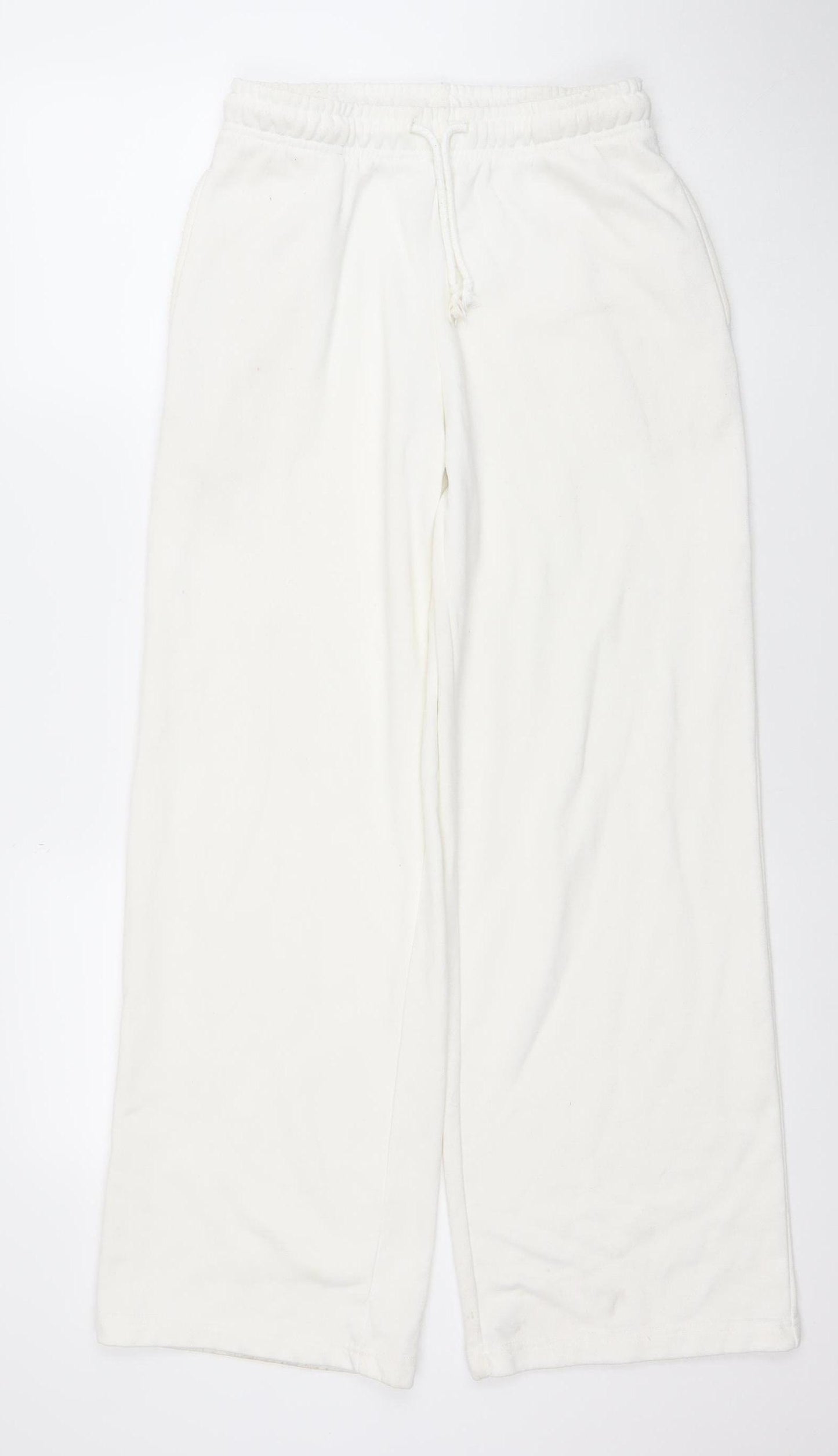Stradivarius Women’s White XS Straight Sweatpants Elastic Waist