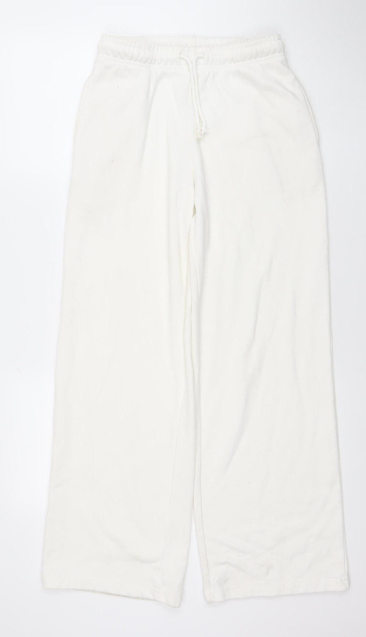Stradivarius Women’s White XS Straight Sweatpants Elastic Waist