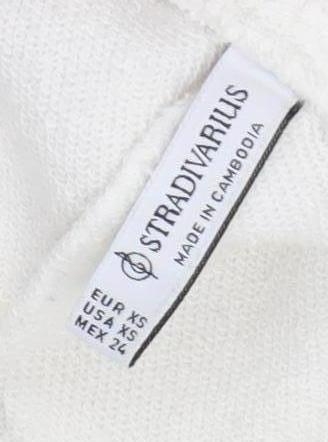 Stradivarius Women’s White XS Straight Sweatpants Elastic Waist