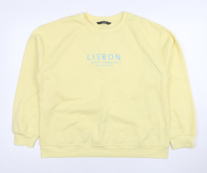 Dunnes Women Yellow Lisbon Print Pullover Sweatshirt Size M