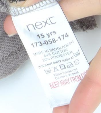 Next Boys Beige Pullover Hoodie 15 Years Long Sleeve Cotton Blend Casual