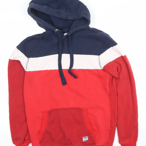 Livergy Men's Red Blue White Pullover Hoodie Size S Cotton Blend