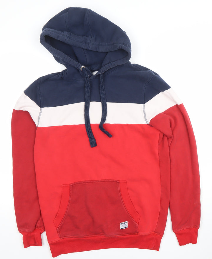 Livergy Men's Red Blue White Pullover Hoodie Size S Cotton Blend
