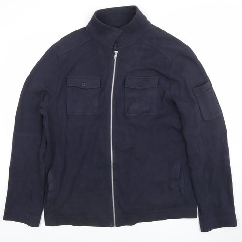 River Island Men's Blue Full Zip Sweatshirt Size L