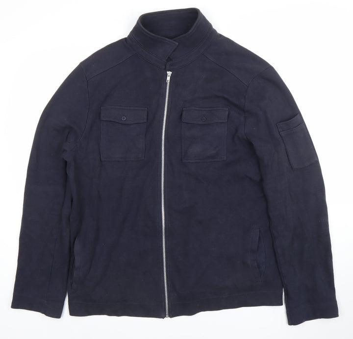 River Island Men's Blue Full Zip Sweatshirt Size L
