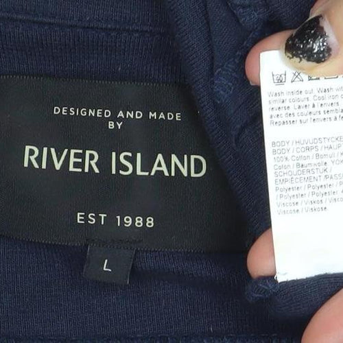 River Island Men's Blue Full Zip Sweatshirt Size L
