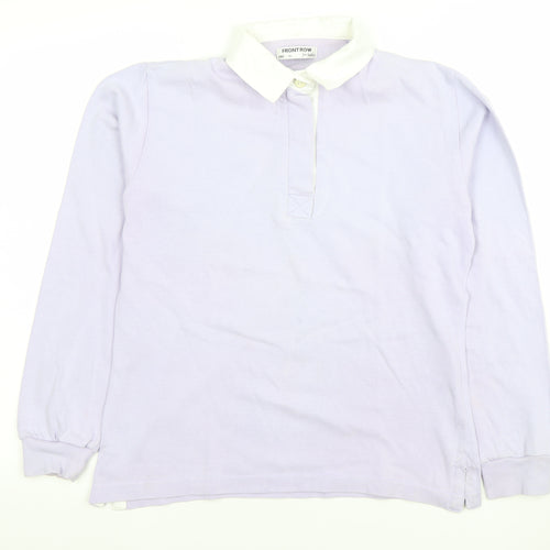 Front Row Womens Lilac Long Sleeve Henley Sweatshirt Medium 100% Cotton