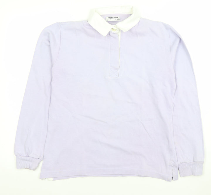 Front Row Womens Lilac Long Sleeve Henley Sweatshirt Medium 100% Cotton