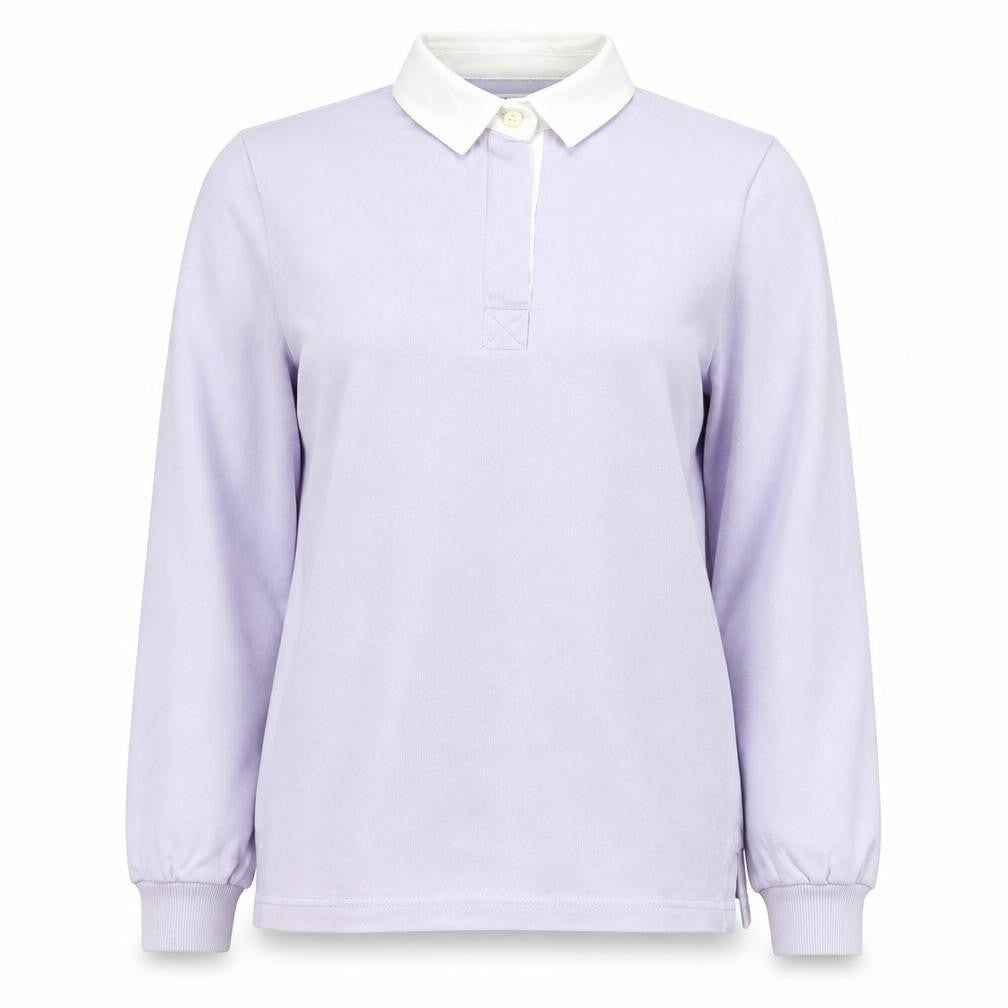 Front view of Front Row women’s lilac long sleeve henley sweatshirt medium 100% cotton