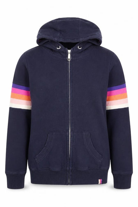 Front view of Next girls’ blue colourblock full zip hoodie 13 years