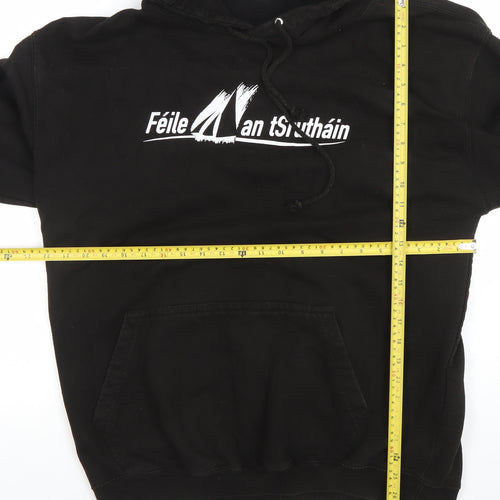 JustHoods AWDis Men's Black XL Pullover Hoodie Graphic Print Féile an tSrutháin