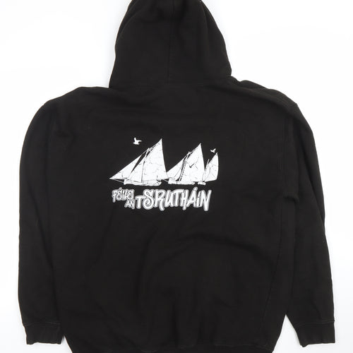 JustHoods AWDis Men's Black XL Pullover Hoodie Graphic Print Féile an tSrutháin