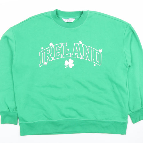 Primark Women's Green Ireland Graphic Pullover Sweatshirt Size M