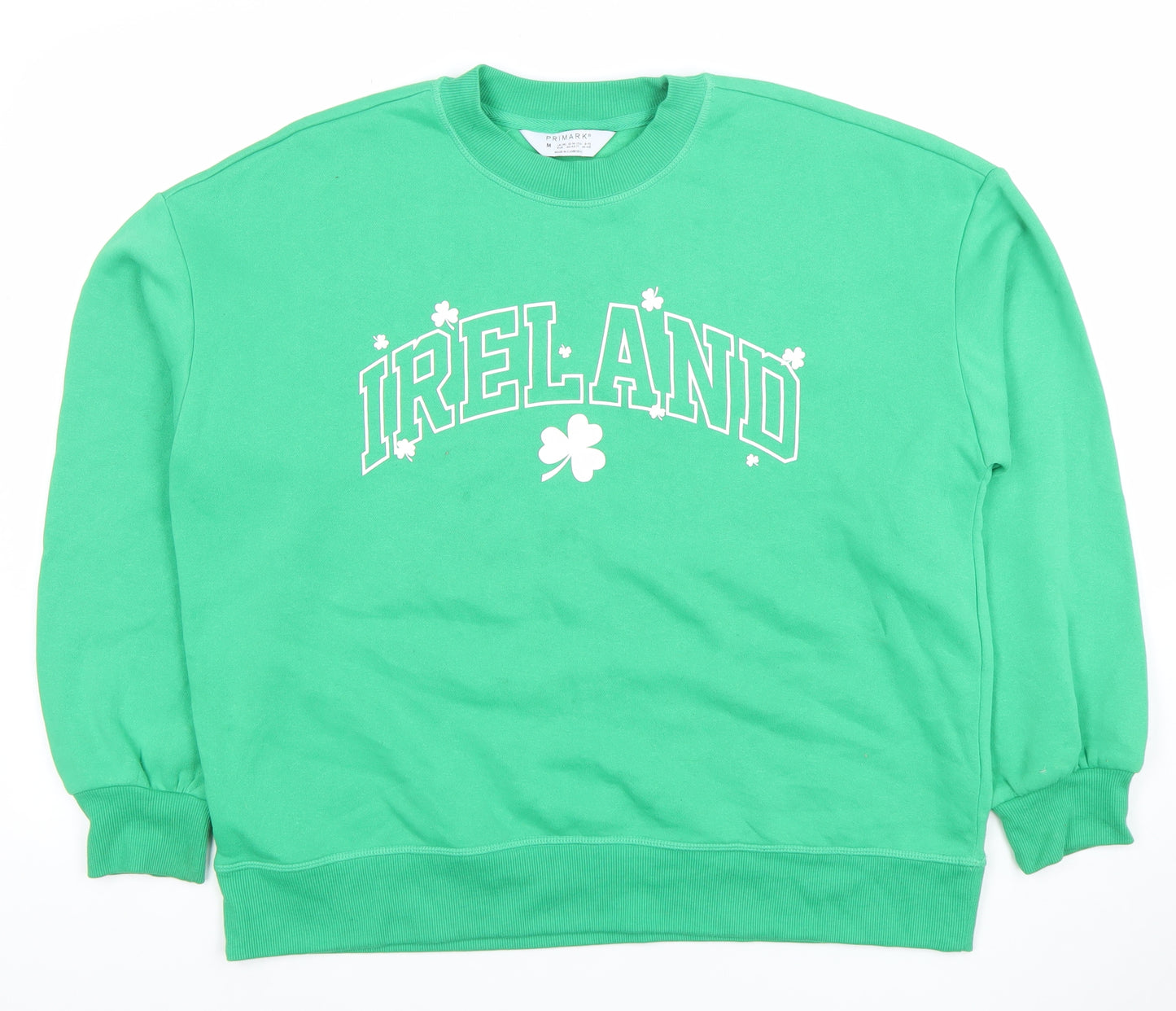 Primark Women's Green Ireland Graphic Pullover Sweatshirt Size M
