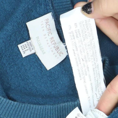Pull&Bear Pacific Republic Blue Cotton Blend Women's Sweatshirt Size S
