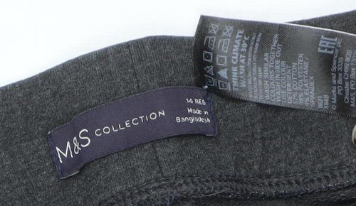 Marks and Spencer Women Black Cotton Blend Straight Leg Activewear Trousers Size 14