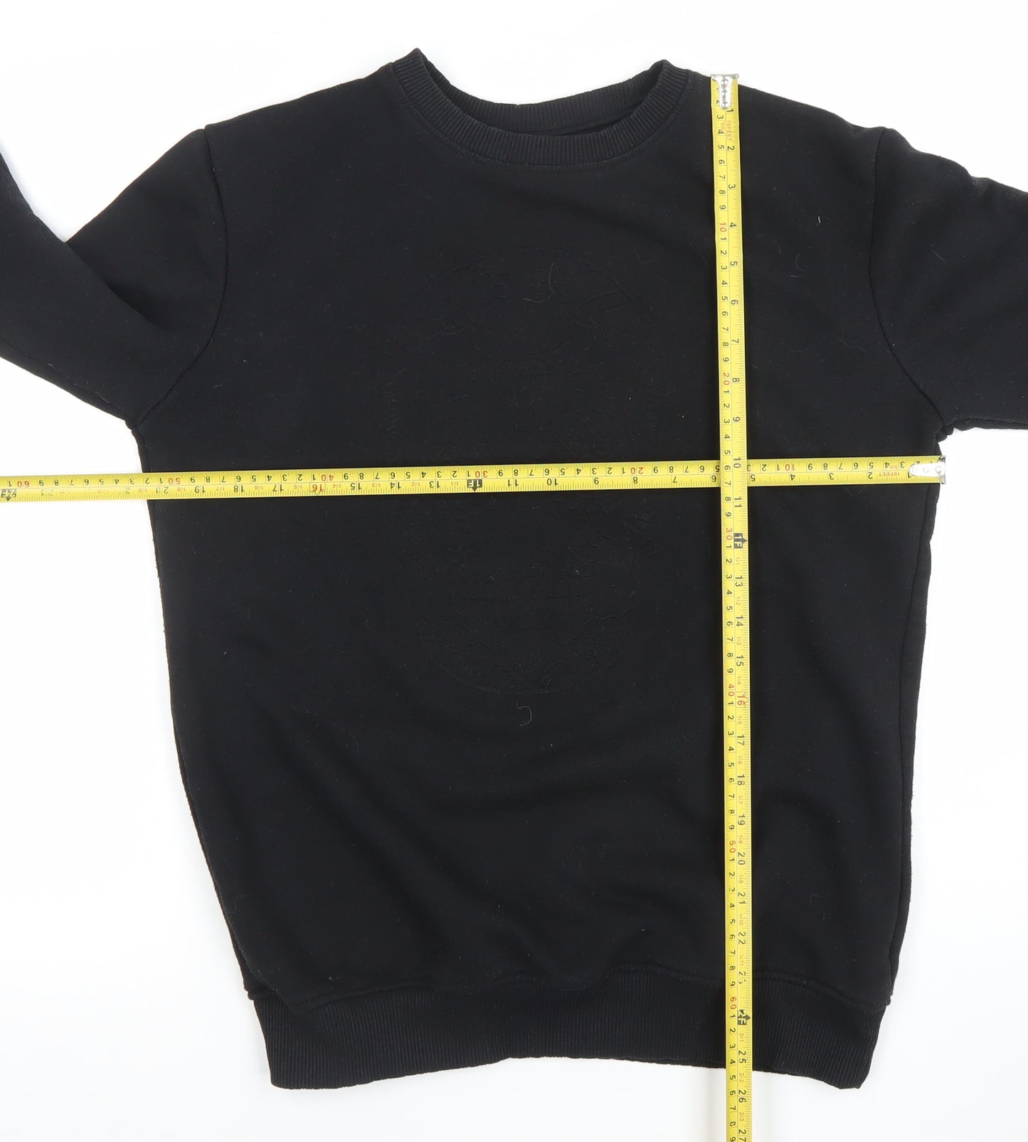 Pull & Bear Men's Black Skull Embroidered Sweatshirt Size S
