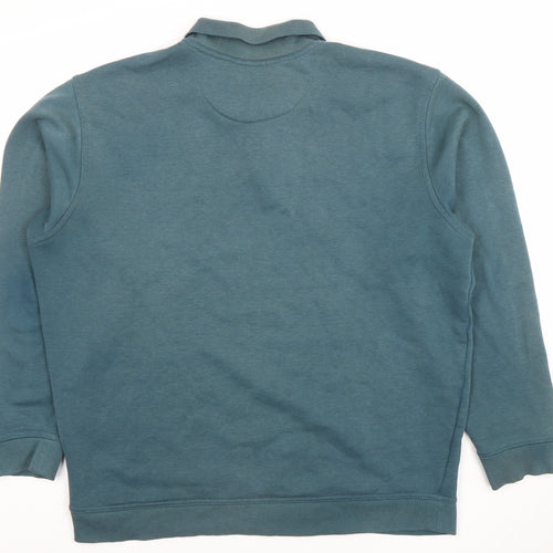 EWM Men's Blue Collared Henley Sweatshirt Size L Regular Fit